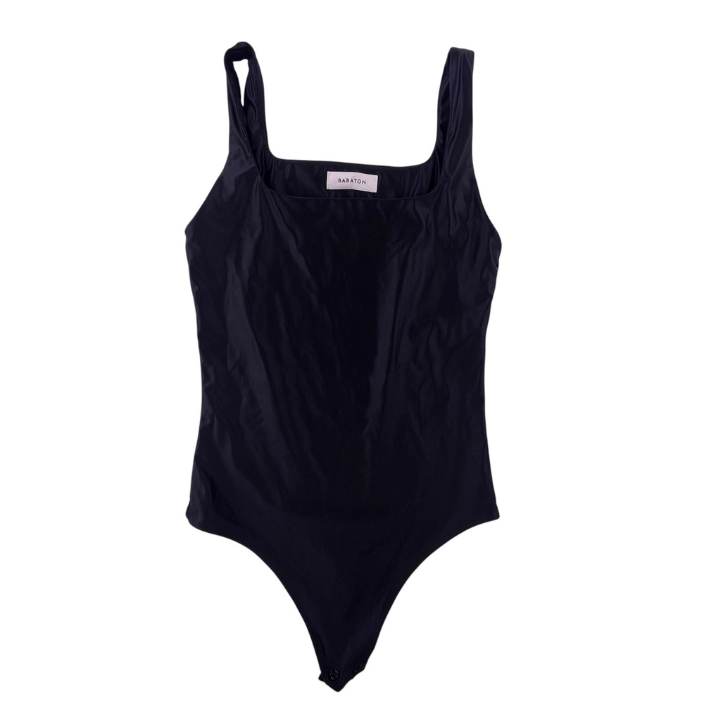 Babaton Aritzia Black Square Neck Bodysuit Tank Top Sleek Minimalist Sleeveless